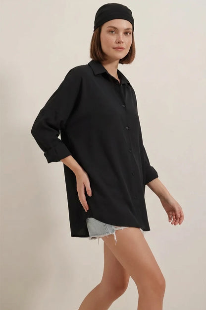Kadın Oversize Basic Pamuklu Gömlek – Renk Seçenekleri 1