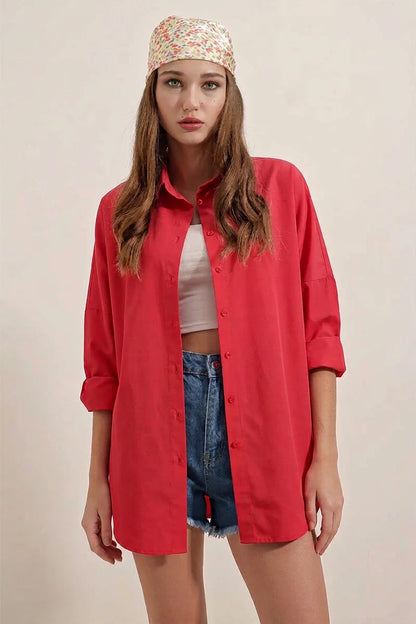 Kadın Oversize Basic Pamuklu Gömlek – Renk Seçenekleri 2