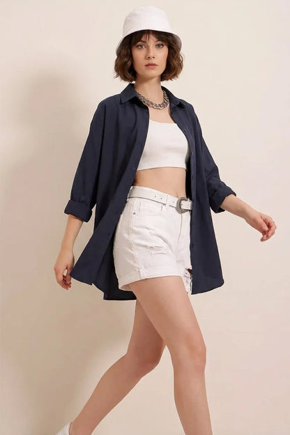 Kadın Oversize Basic Pamuklu Gömlek – Renk Seçenekleri 1