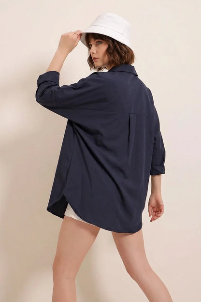 Kadın Oversize Basic Pamuklu Gömlek – Renk Seçenekleri 1