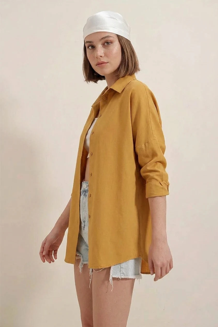 Kadın Oversize Basic Pamuklu Gömlek – Renk Seçenekleri 1