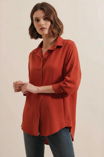 Kadın Oversize Basic Pamuklu Gömlek – Renk Seçenekleri 1