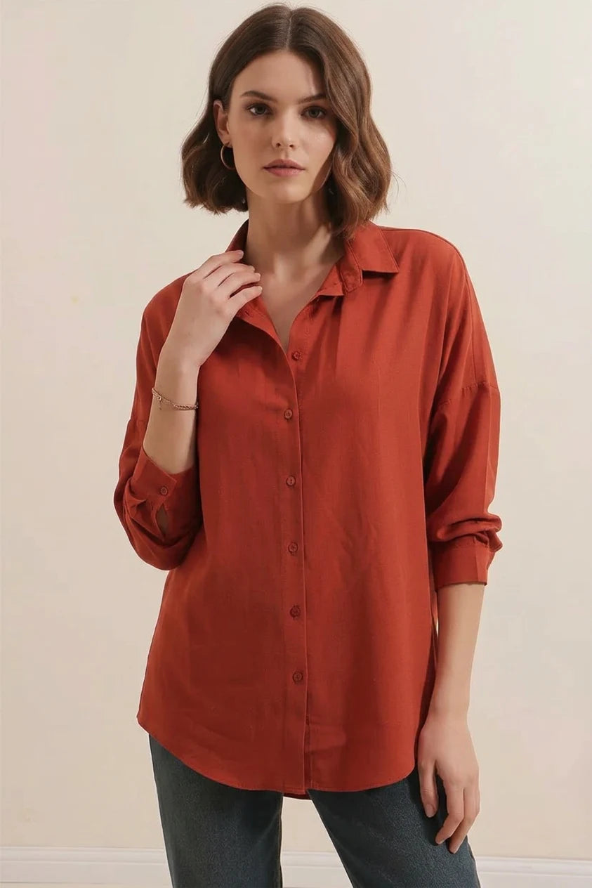 Kadın Oversize Basic Pamuklu Gömlek – Renk Seçenekleri 1
