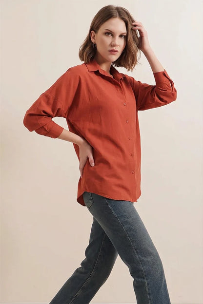 Kadın Oversize Basic Pamuklu Gömlek – Renk Seçenekleri 1