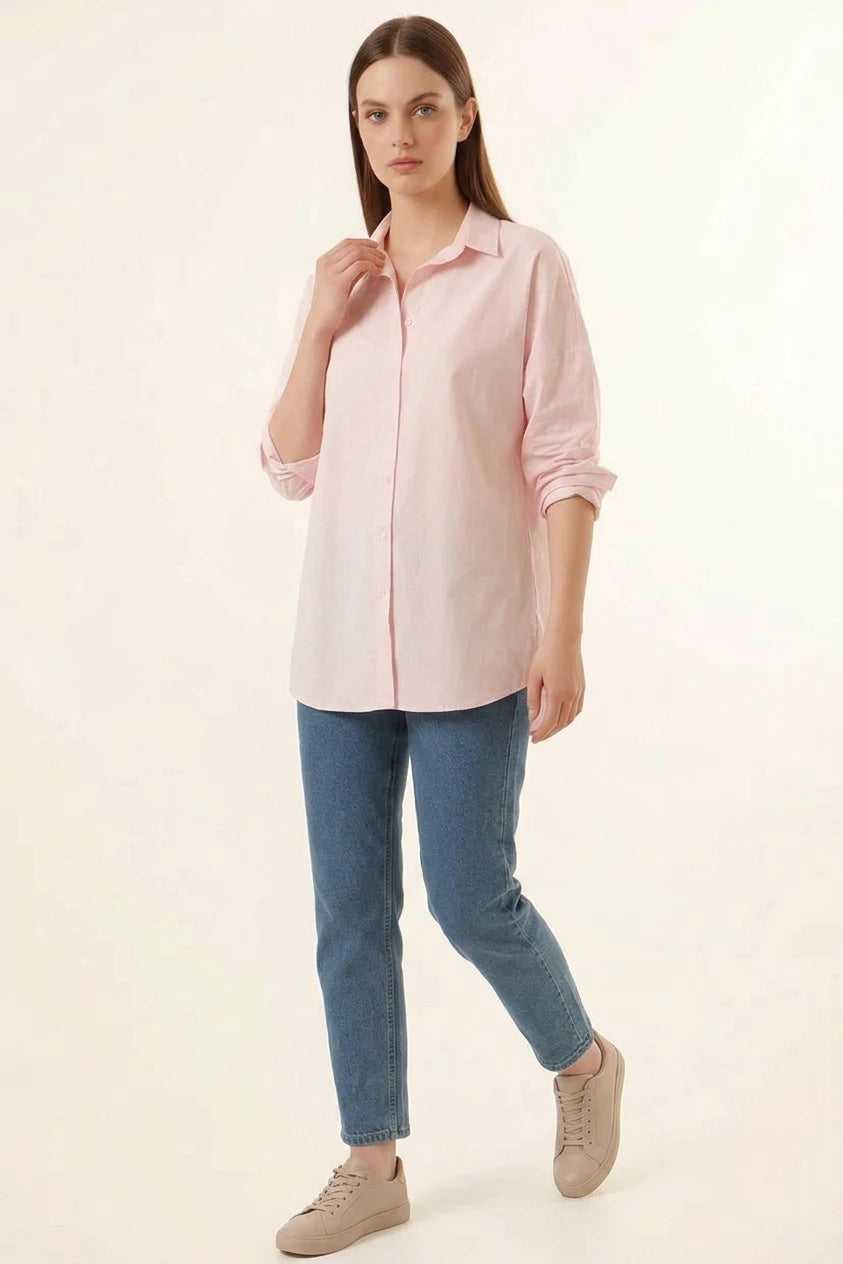 Kadın Oversize Basic Pamuklu Gömlek – Renk Seçenekleri 1