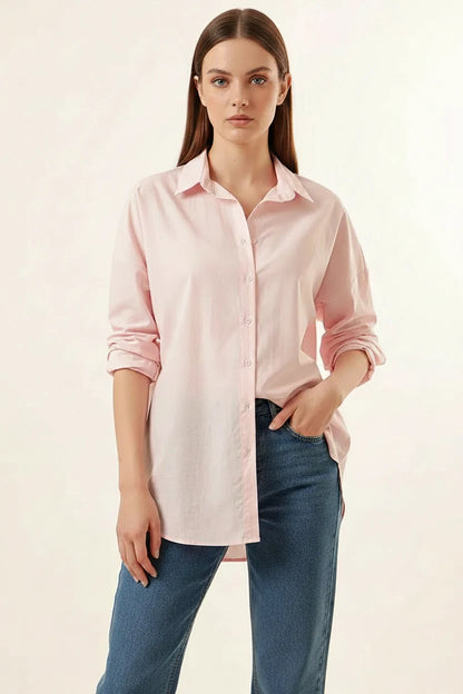 Kadın Oversize Basic Pamuklu Gömlek – Renk Seçenekleri 1