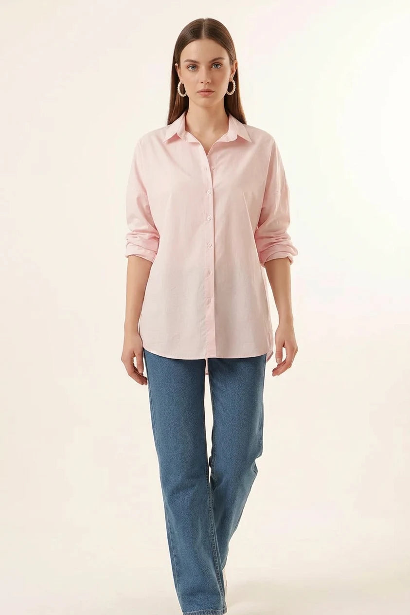 Kadın Oversize Basic Pamuklu Gömlek – Renk Seçenekleri 1