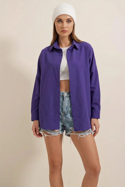Kadın Oversize Basic Pamuklu Gömlek – Renk Seçenekleri 1