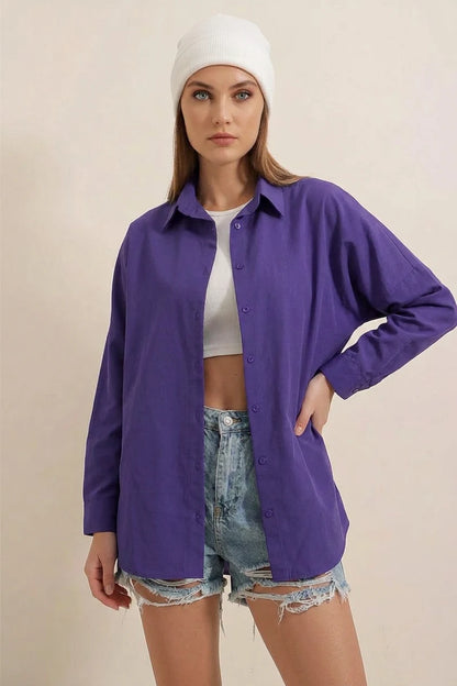 Kadın Oversize Basic Pamuklu Gömlek – Renk Seçenekleri 1