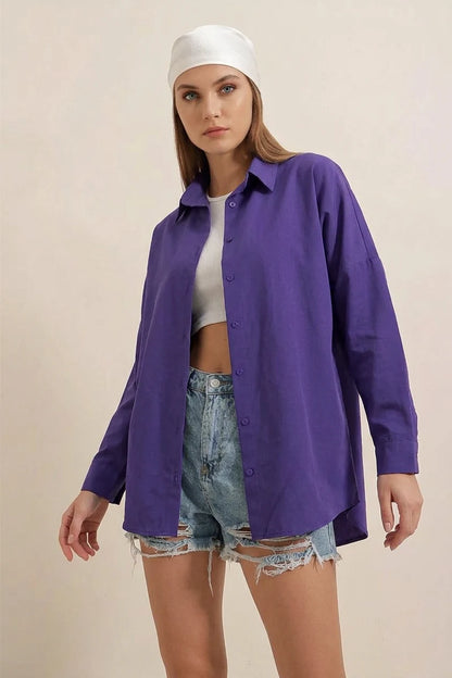 Kadın Oversize Basic Pamuklu Gömlek – Renk Seçenekleri 1