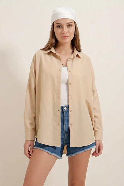 Kadın Oversize Kesim Basic Pamuklu Gömlek – Renk Seçenekleri 1