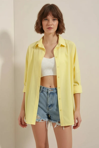 Kadın Oversize Basic Pamuklu Gömlek – Renk Seçenekleri 2