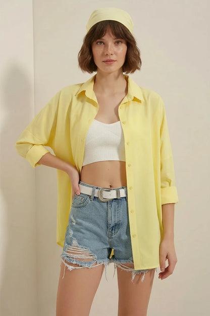 Kadın Oversize Basic Pamuklu Gömlek – Renk Seçenekleri 2