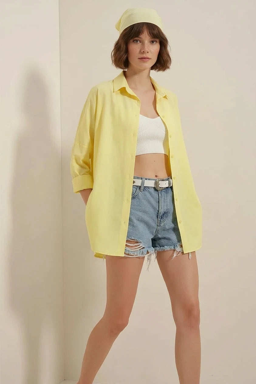 Kadın Oversize Basic Pamuklu Gömlek – Renk Seçenekleri 2