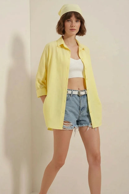 Kadın Oversize Basic Pamuklu Gömlek – Renk Seçenekleri 2