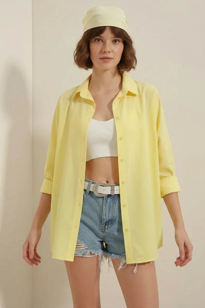 Kadın Oversize Basic Pamuklu Gömlek – Renk Seçenekleri 2