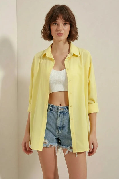 Kadın Oversize Basic Pamuklu Gömlek – Renk Seçenekleri 2
