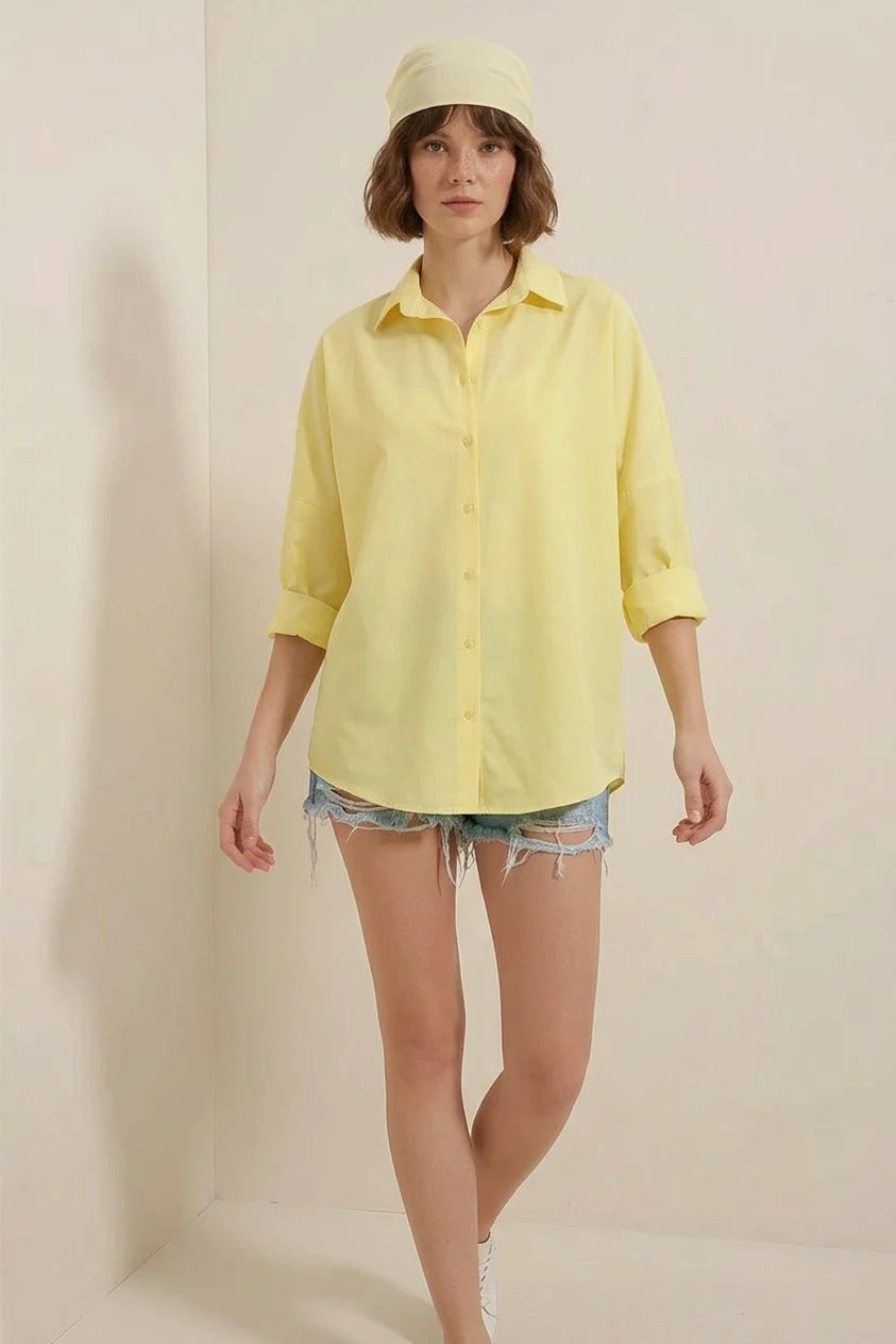 Kadın Oversize Basic Pamuklu Gömlek – Renk Seçenekleri 2
