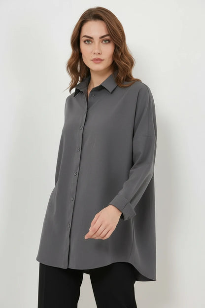 Kadın Oversize Kesim Basic Pamuklu Gömlek – Renk Seçenekleri 2