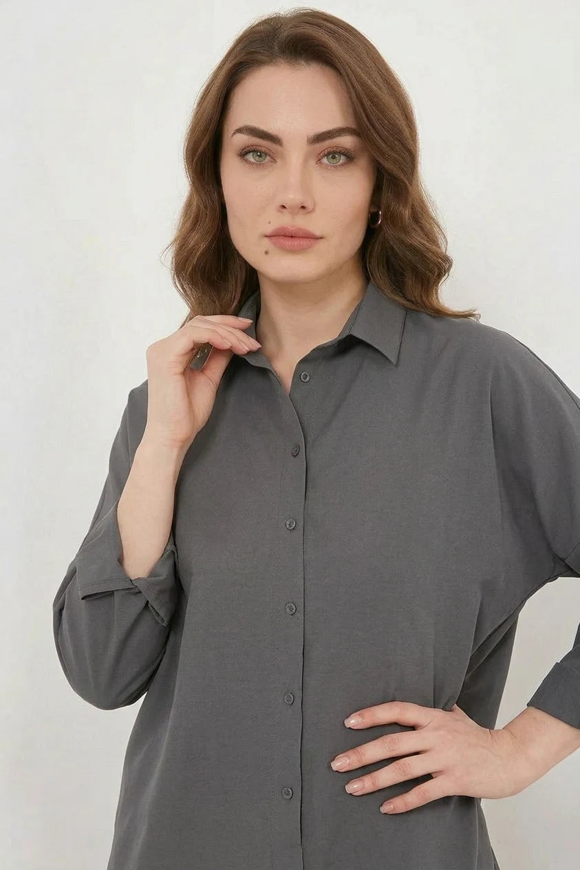 Kadın Oversize Kesim Basic Pamuklu Gömlek – Renk Seçenekleri 2