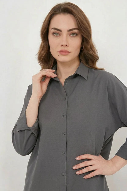 Kadın Oversize Kesim Basic Pamuklu Gömlek – Renk Seçenekleri 2