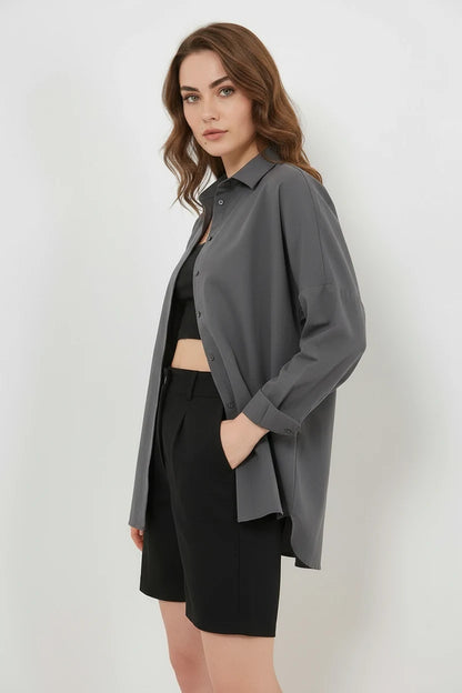 Kadın Oversize Kesim Basic Pamuklu Gömlek – Renk Seçenekleri 2