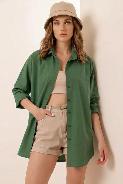 Kadın Oversize Kesim Basic Pamuklu Gömlek – Renk Seçenekleri 1