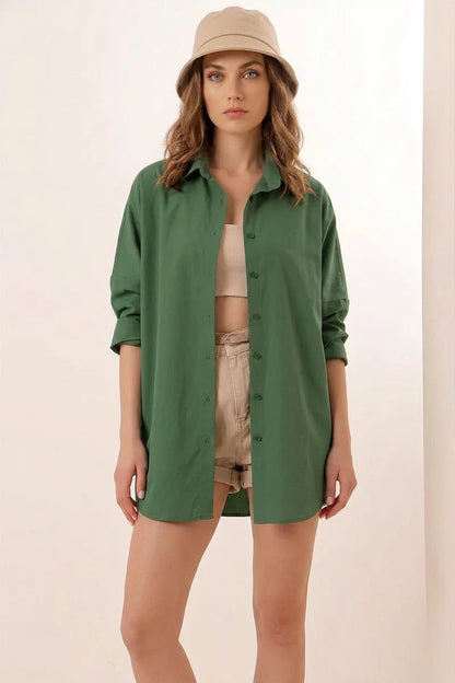 Kadın Oversize Kesim Basic Pamuklu Gömlek – Renk Seçenekleri 1