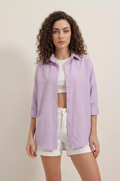 Kadın Oversize Basic Pamuklu Gömlek – Renk Seçenekleri 1