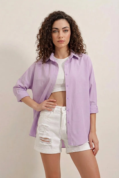 Kadın Oversize Basic Pamuklu Gömlek – Renk Seçenekleri 1