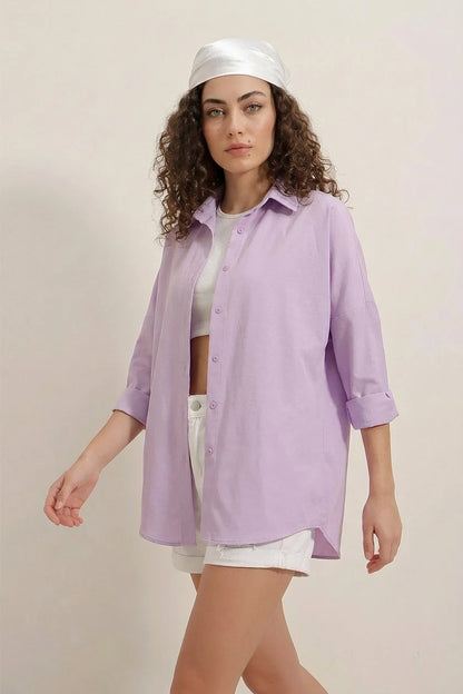 Kadın Oversize Basic Pamuklu Gömlek – Renk Seçenekleri 1