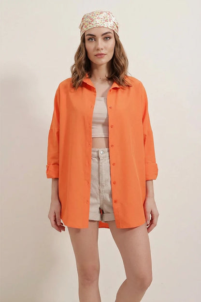 Kadın Basic Oversize Pamuklu Gömlek