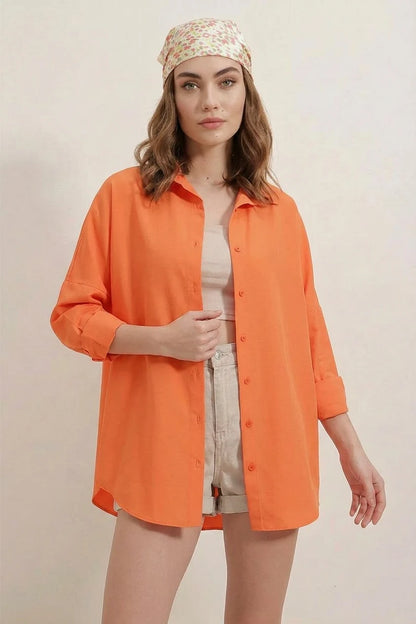 Kadın Basic Oversize Pamuklu Gömlek