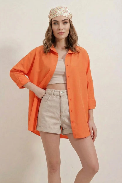 Kadın Basic Oversize Pamuklu Gömlek