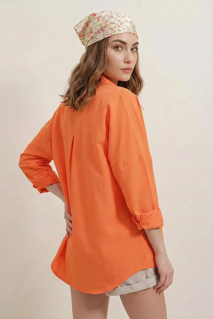 Kadın Basic Oversize Pamuklu Gömlek