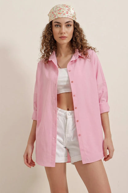 Kadın Oversize Basic Pamuklu Gömlek – Renk Seçenekleri 2