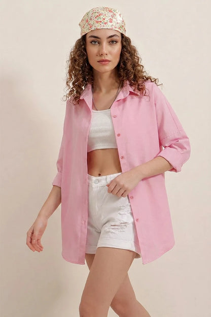 Kadın Oversize Basic Pamuklu Gömlek – Renk Seçenekleri 2