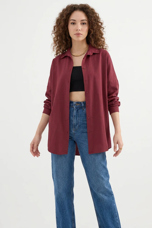 Kadın Oversize Basic Pamuklu Gömlek – Renk Seçenekleri 2
