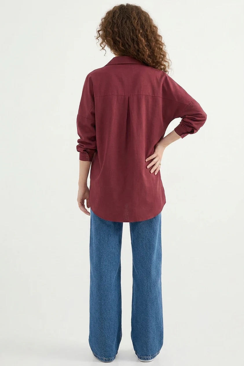 Kadın Oversize Basic Pamuklu Gömlek – Renk Seçenekleri 2