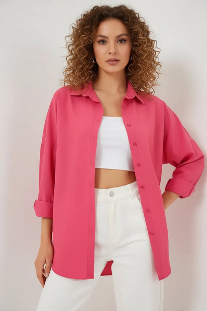 Kadın Oversize Kesim Basic Pamuklu Gömlek – Renk Seçenekleri 1