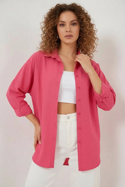 Kadın Oversize Kesim Basic Pamuklu Gömlek – Renk Seçenekleri 1
