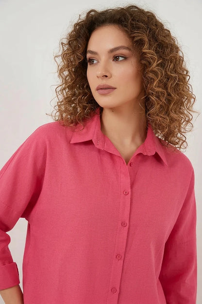Kadın Oversize Kesim Basic Pamuklu Gömlek – Renk Seçenekleri 1