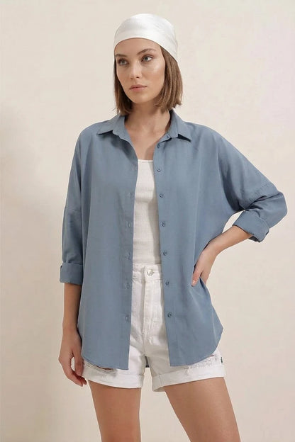 Kadın Oversize Basic Pamuklu Gömlek – Renk Seçenekleri 2