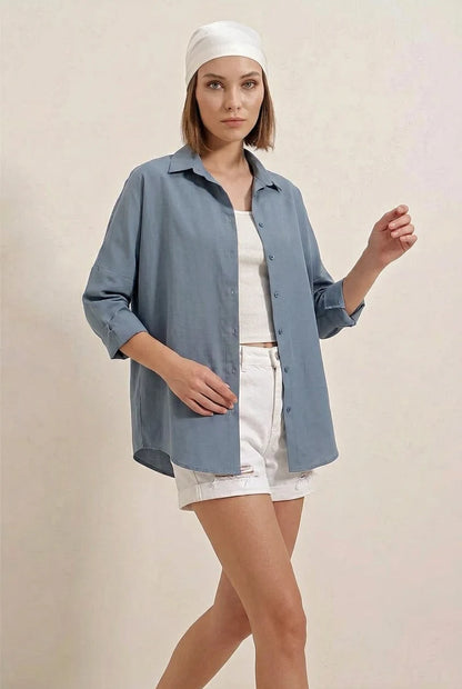 Kadın Oversize Basic Pamuklu Gömlek – Renk Seçenekleri 2