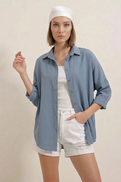 Kadın Oversize Basic Pamuklu Gömlek – Renk Seçenekleri 2