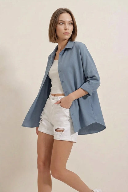 Kadın Oversize Basic Pamuklu Gömlek – Renk Seçenekleri 2