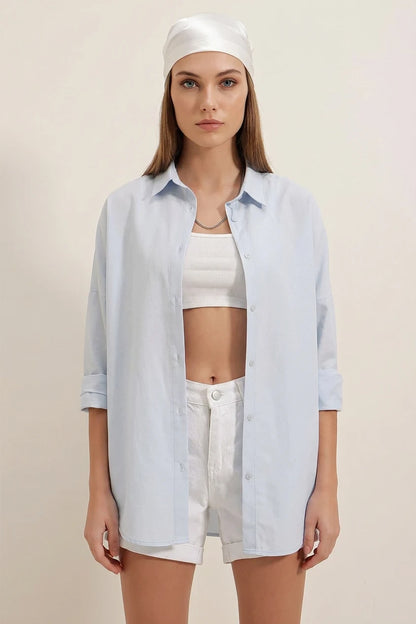 Kadın Oversize Basic Pamuklu Gömlek – Renk Seçenekleri 2