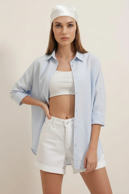 Kadın Oversize Basic Pamuklu Gömlek – Renk Seçenekleri 2