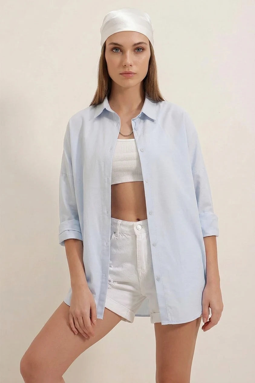 Kadın Oversize Basic Pamuklu Gömlek – Renk Seçenekleri 2