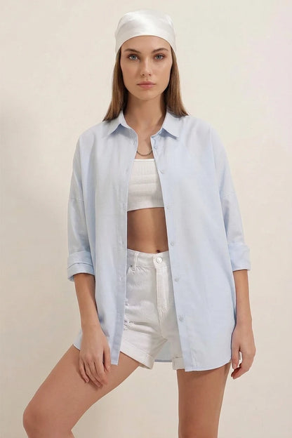 Kadın Oversize Basic Pamuklu Gömlek – Renk Seçenekleri 2